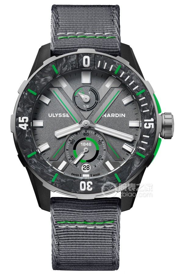 Ulysse Nardin Diver 1183-170LE-1A-TOR/0A Automatic mechanical movement, stainless steel, case sides made of 40% Carbonium® carbocation material and 60% Nylo® polyamide material, 44mm.