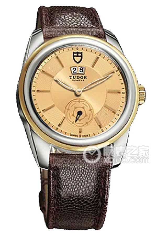 Tudor Junjue 57003 Gold Dial with Burgundy Javanese Leather Strap Automatic machinery, stainless steel, 42mm