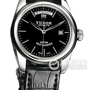 Tudor Junjue 56010N - Black Dial with Shiny Black Leather Strap Automatic machinery, stainless steel, 39mm - Image 1