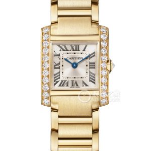 Cartier Tank WJTA0039 Quartz, 18k gold, set with 23 brilliant-cut round diamonds, total weight 0.25.7 x 21.2mm - Image 1