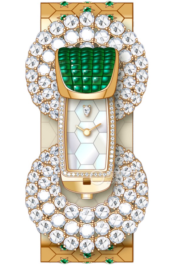 Van Cleef & Arpels Ludo Secret High Jewelry Watches Quartz, 18k gold set with emeralds and diamonds