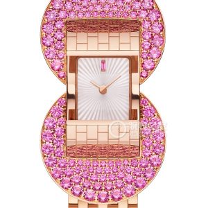 Van Cleef & Arpels High Jewelry Watch VCARPBM100 Quartz, 18k gold, set with pink sapphires - Image 1