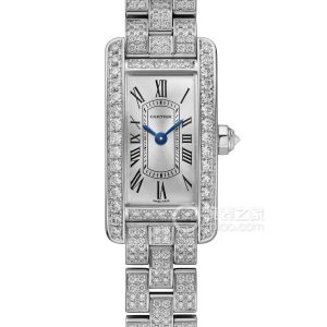 Cartier Tank WJTA0045 Quartz, 18k rhodium-plated white gold, set with 41 brilliant-cut round diamonds, total weight 0.28 x 15.2mm - Image 1